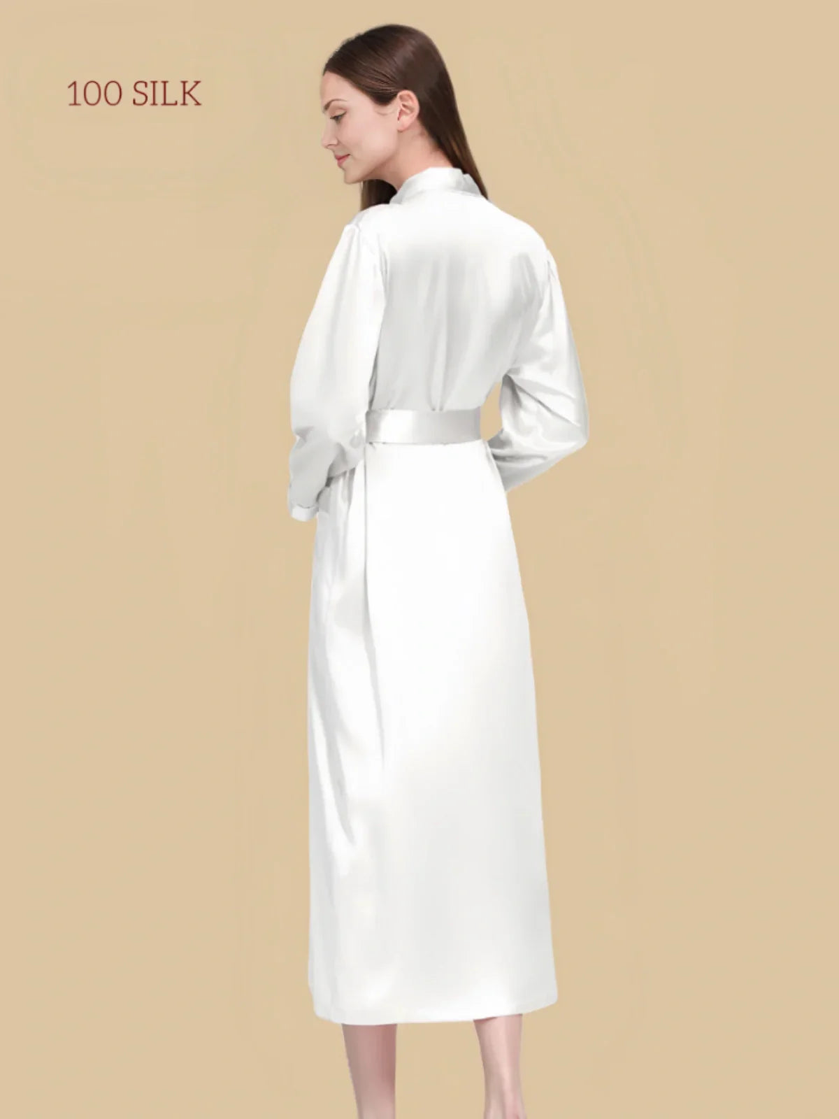 100% Mulberry Silk 19Momme Long Sleeve Midi Women&